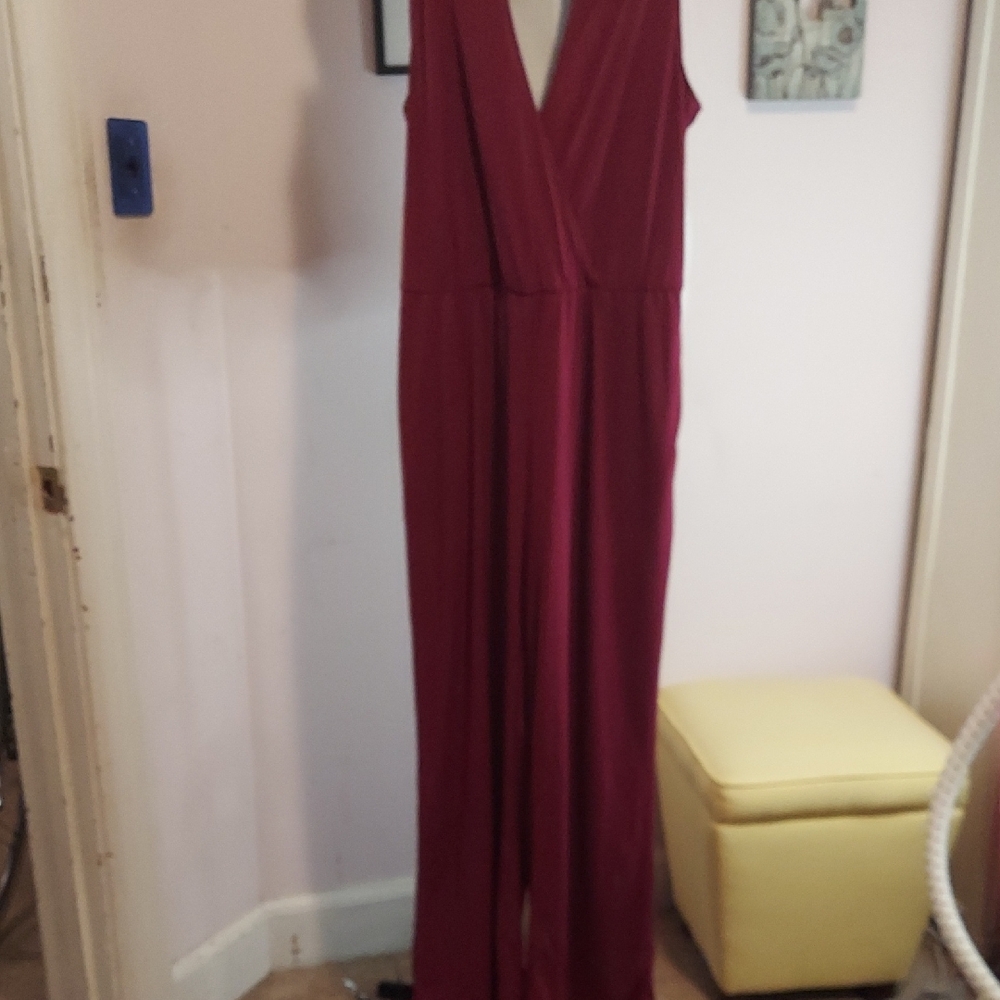 Beige by eci Deep Red Jumpsuit